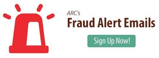 Sign up for ARC's fraud alert emails