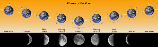 Different phases of the moon