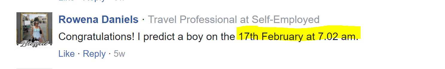 Rowena predicts 17th February at 7:02am