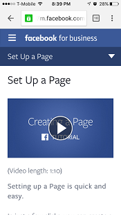 Facebook business page